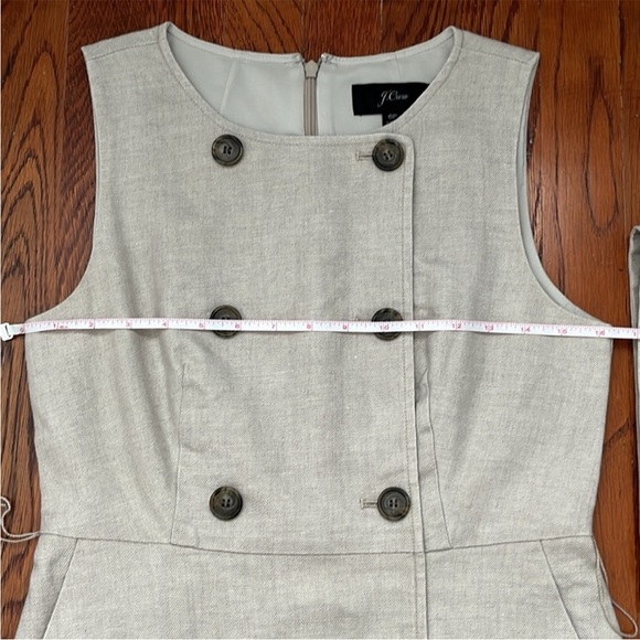 JCrew Double Breasted Linen Blend Sleeveless Sheath Dress Size 6 Petite - Picture 3 of 7